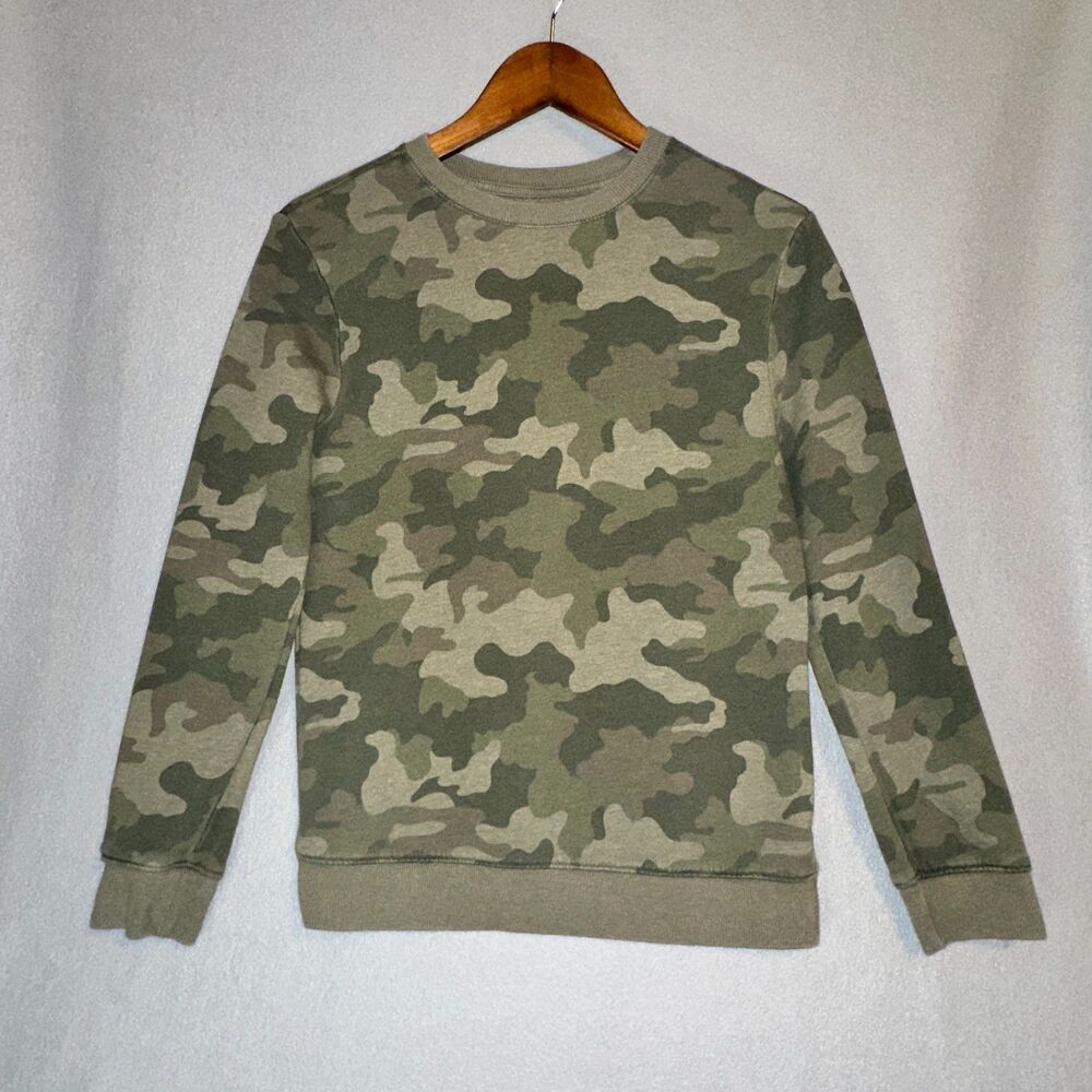 Cat & Jack Camo Sweatshirt Crewneck Pullover Athletic Cotton Boys Size L (12/14)